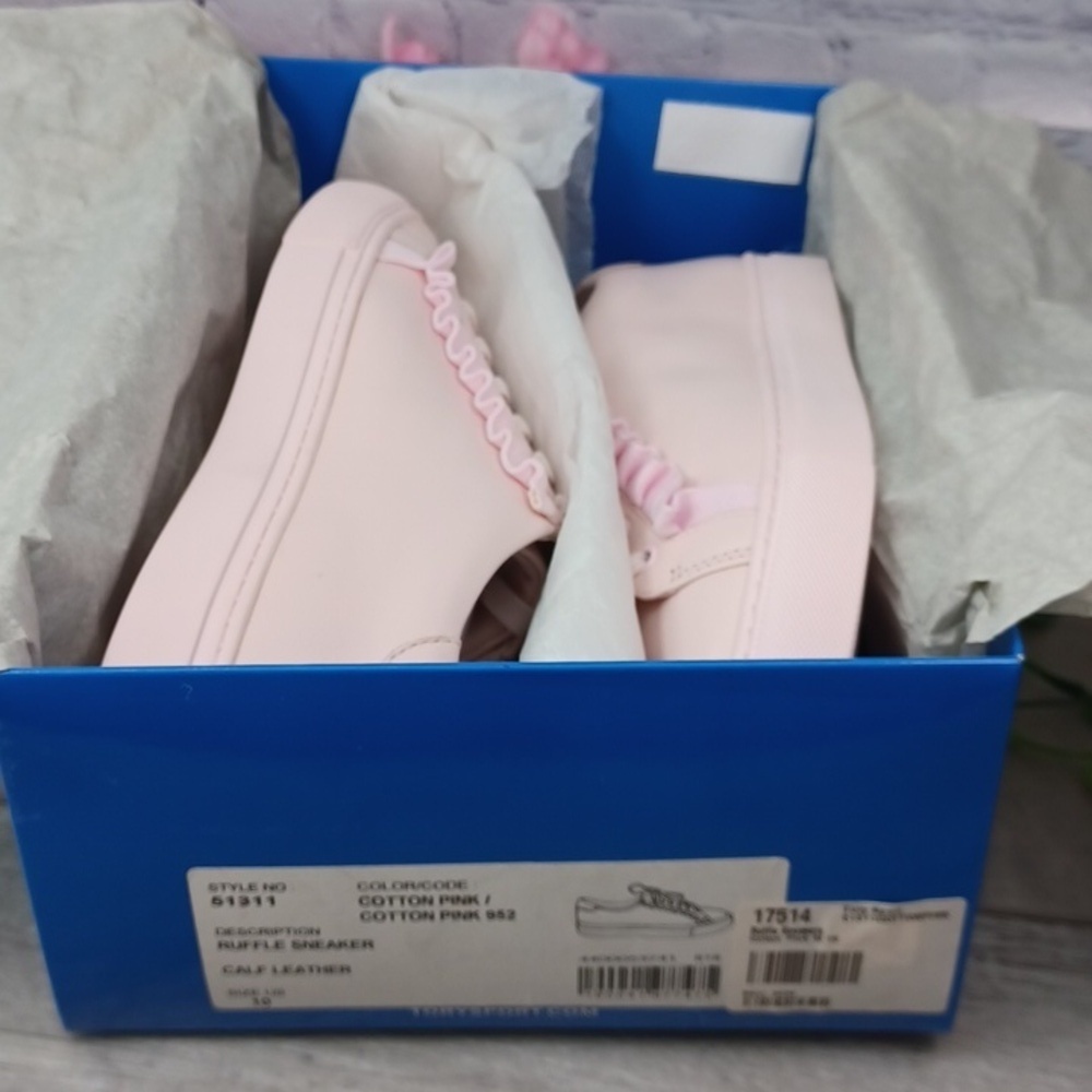 Tory Burch Sport Ruffle Sneaker Cotton Pink NIB - Picture 5 of 11